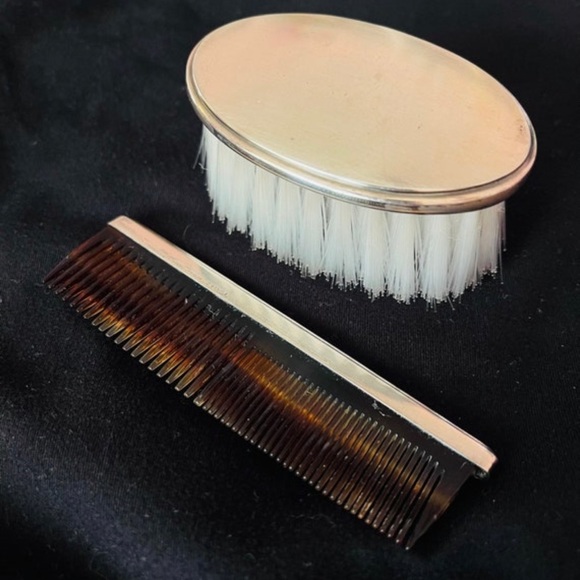Vintage Tiffany & co childs tortoise shell comb brush set signed sterling silver - Picture 4 of 7